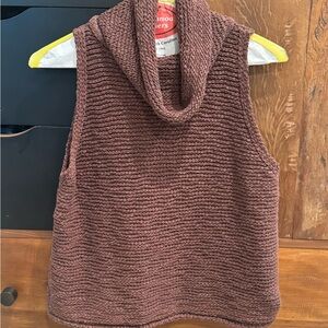 Brown Sleeveless Knit Sweater